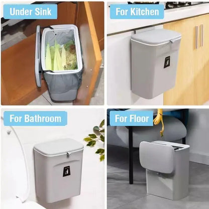 Compact Wall-Mount Trash Can - VEESORA 