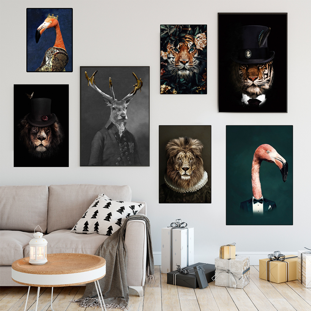 Black Wildlife Canvas Wall Art