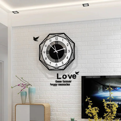 Modern Silent Acrylic Wall Clock | Stylish Geometric Design with Sticker for Living Room & Office Décor