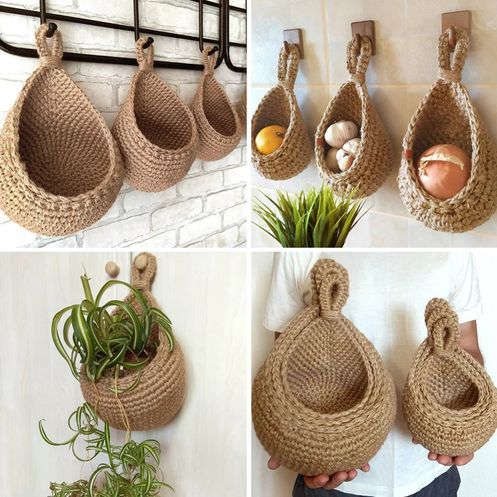 Handwoven Wall Basket Organizer Perfect for Plants & Storage - VEESORA 