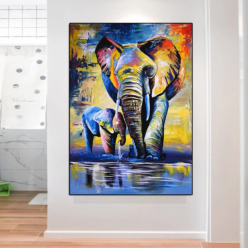 Vibrant Elephant Baby Canvas - VEESORA 