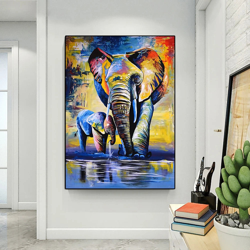 Vibrant Elephant Baby Canvas - VEESORA 