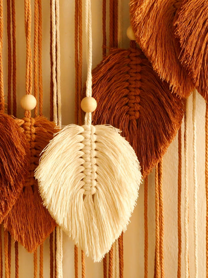 Handmade Boho Leaf Tapestry - Macrame Wall Hanging Decor