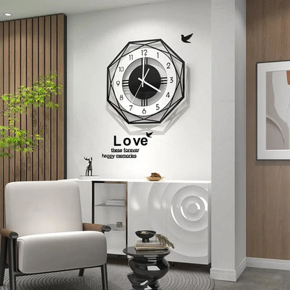 Modern Silent Acrylic Wall Clock | Stylish Geometric Design with Sticker for Living Room & Office Décor