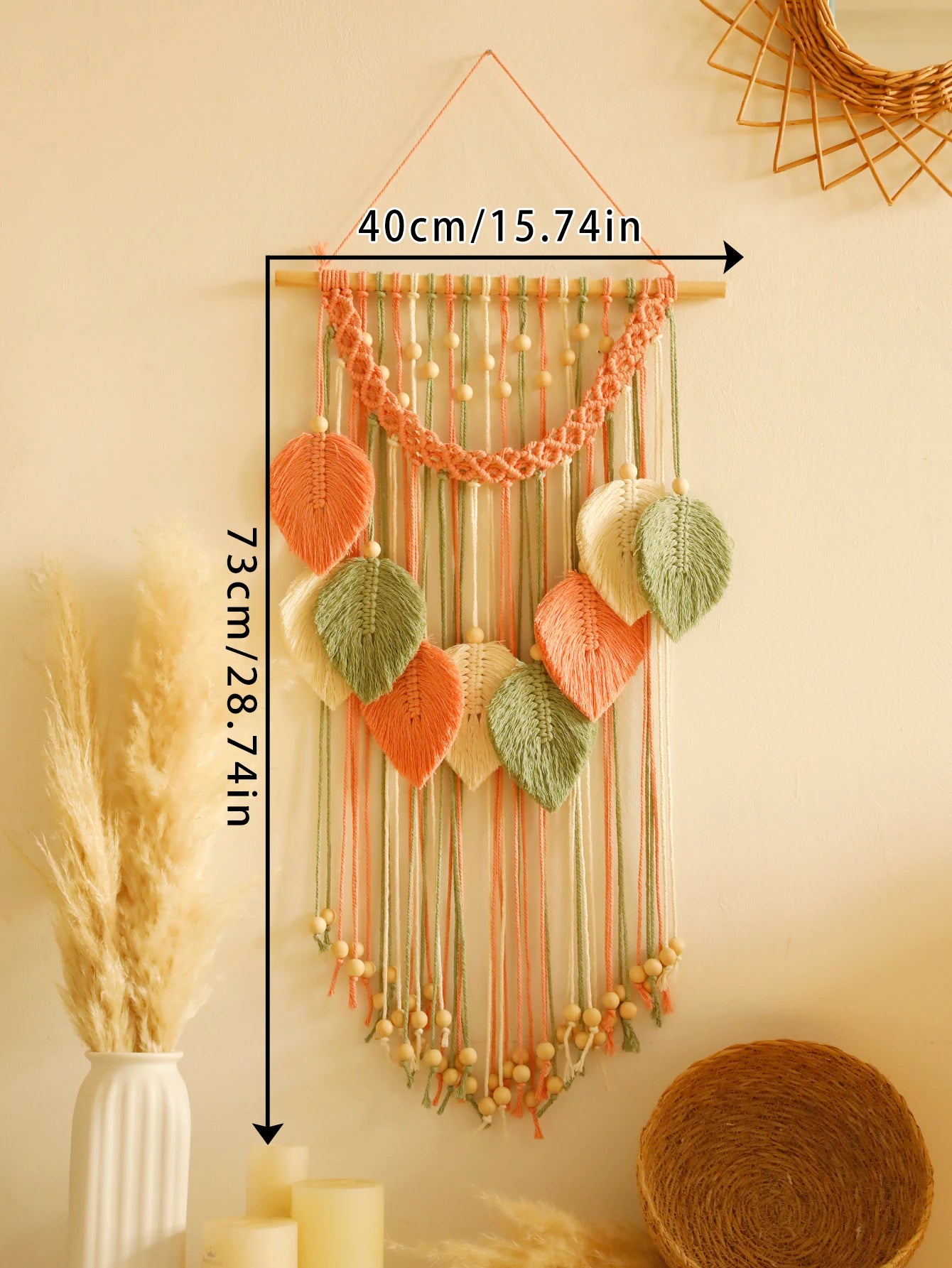 Handmade Boho Leaf Tapestry - Macrame Wall Hanging Decor