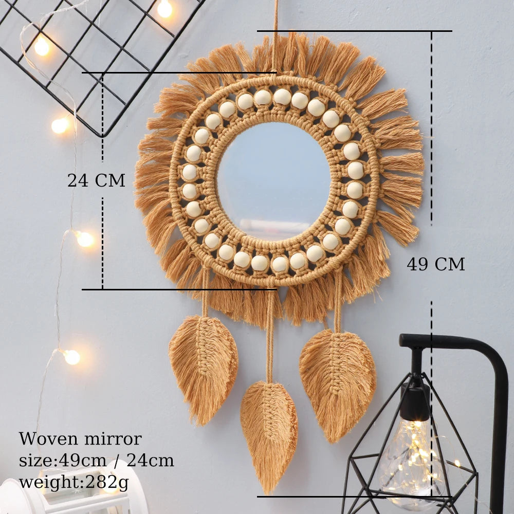 Round Wall Mirrors Room Decor Hand Woven