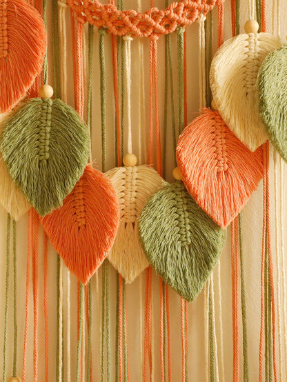 Handmade Boho Leaf Tapestry - Macrame Wall Hanging Decor