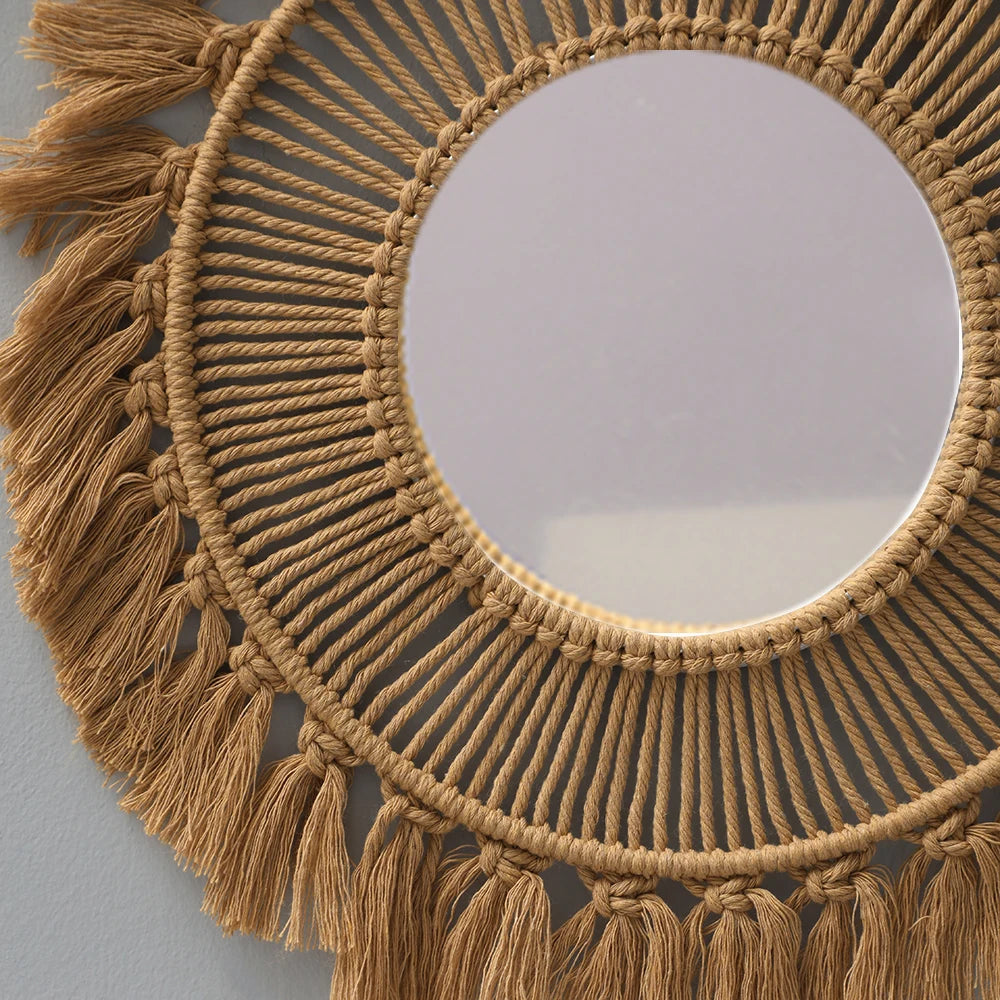 Round Wall Mirrors Room Decor Hand Woven