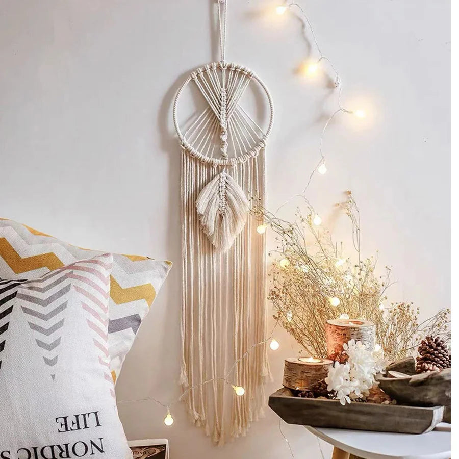 Macrame Moon Dream Catcher – Boho Wall Hanging for Decor item - VEESORA 