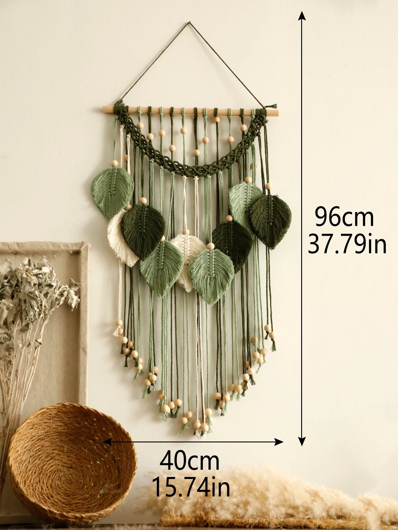 Handmade Boho Leaf Tapestry - Macrame Wall Hanging Decor