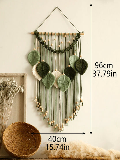 Handmade Boho Leaf Tapestry - Macrame Wall Hanging Decor