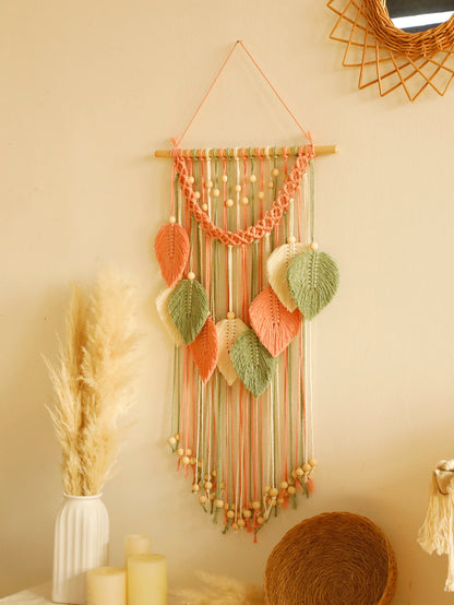 Handmade Boho Leaf Tapestry - Macrame Wall Hanging Decor