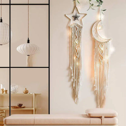 Macrame Moon Dream Catcher – Boho Wall Hanging for Decor item - VEESORA 