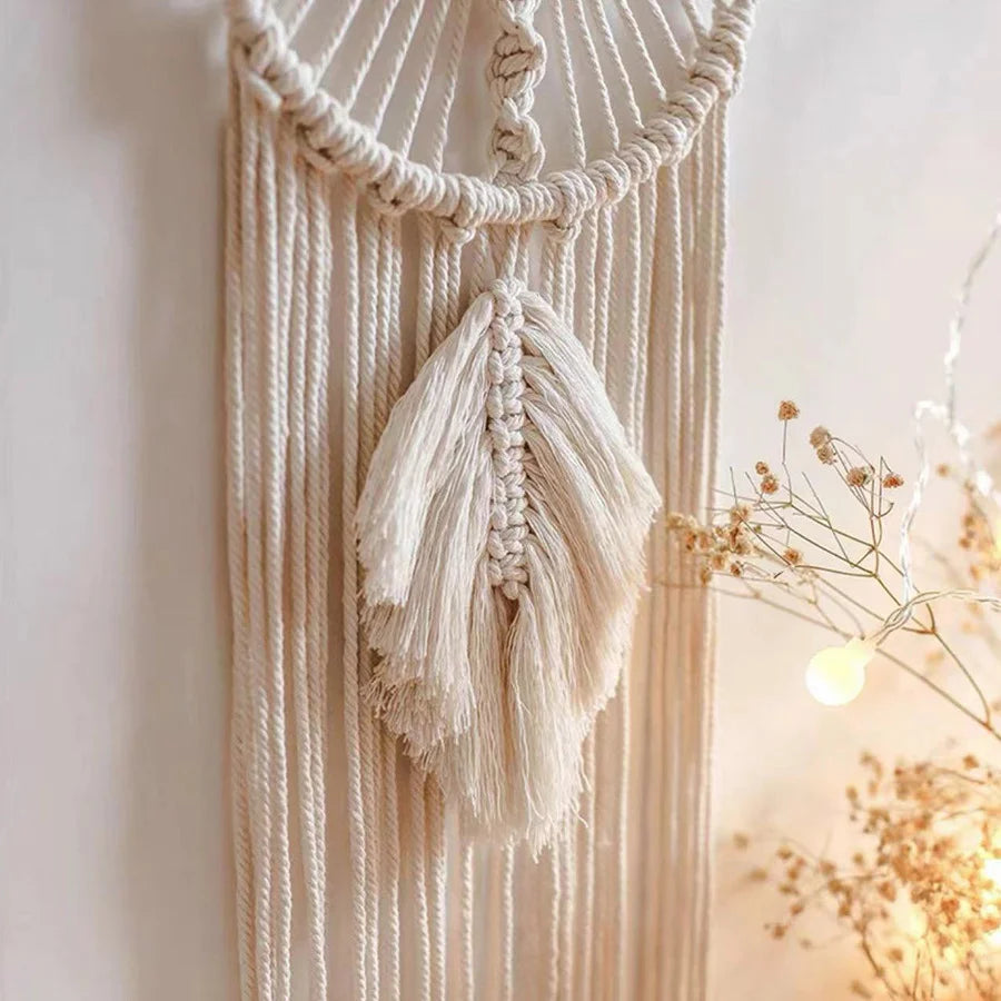 Macrame Moon Dream Catcher – Boho Wall Hanging for Decor item - VEESORA 