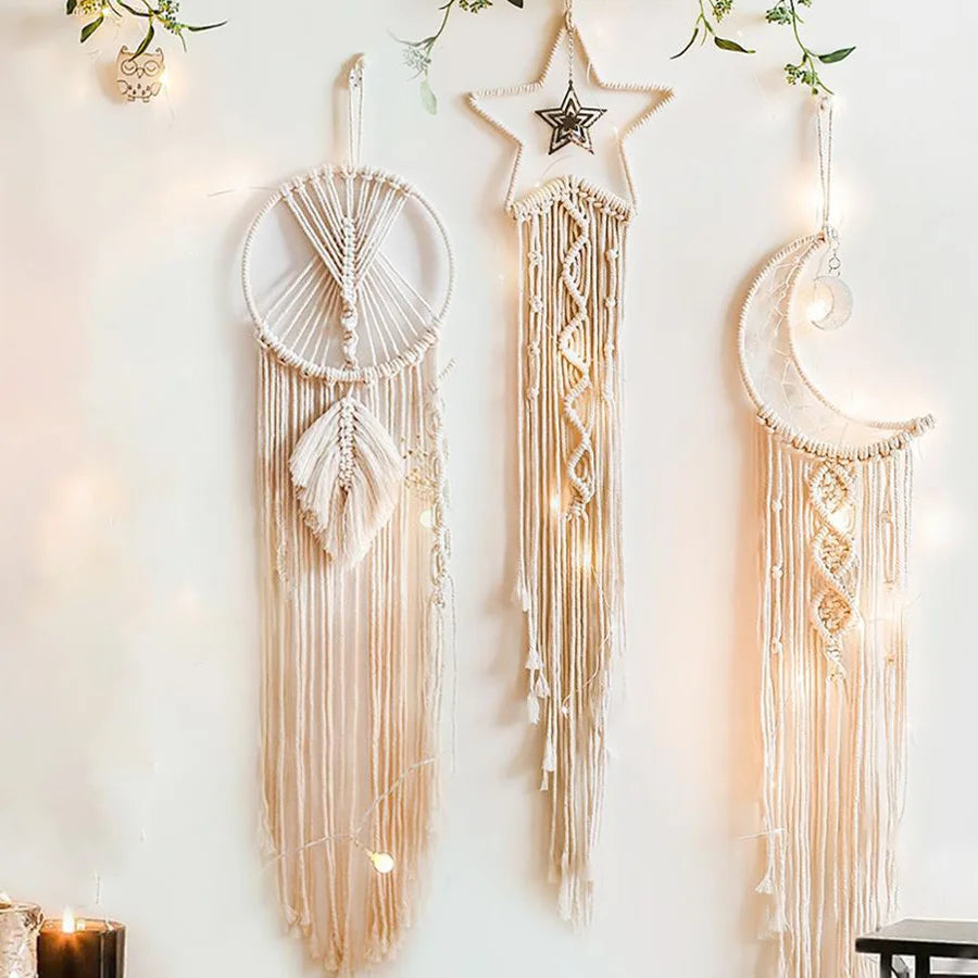 Macrame Moon Dream Catcher – Boho Wall Hanging for Decor item - VEESORA 