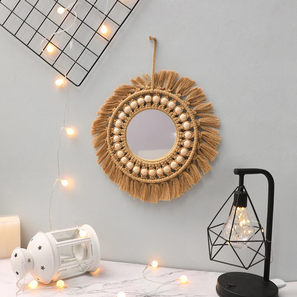 Round Wall Mirrors Room Decor Hand Woven