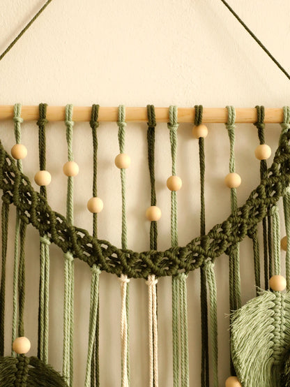 Handmade Boho Leaf Tapestry - Macrame Wall Hanging Decor