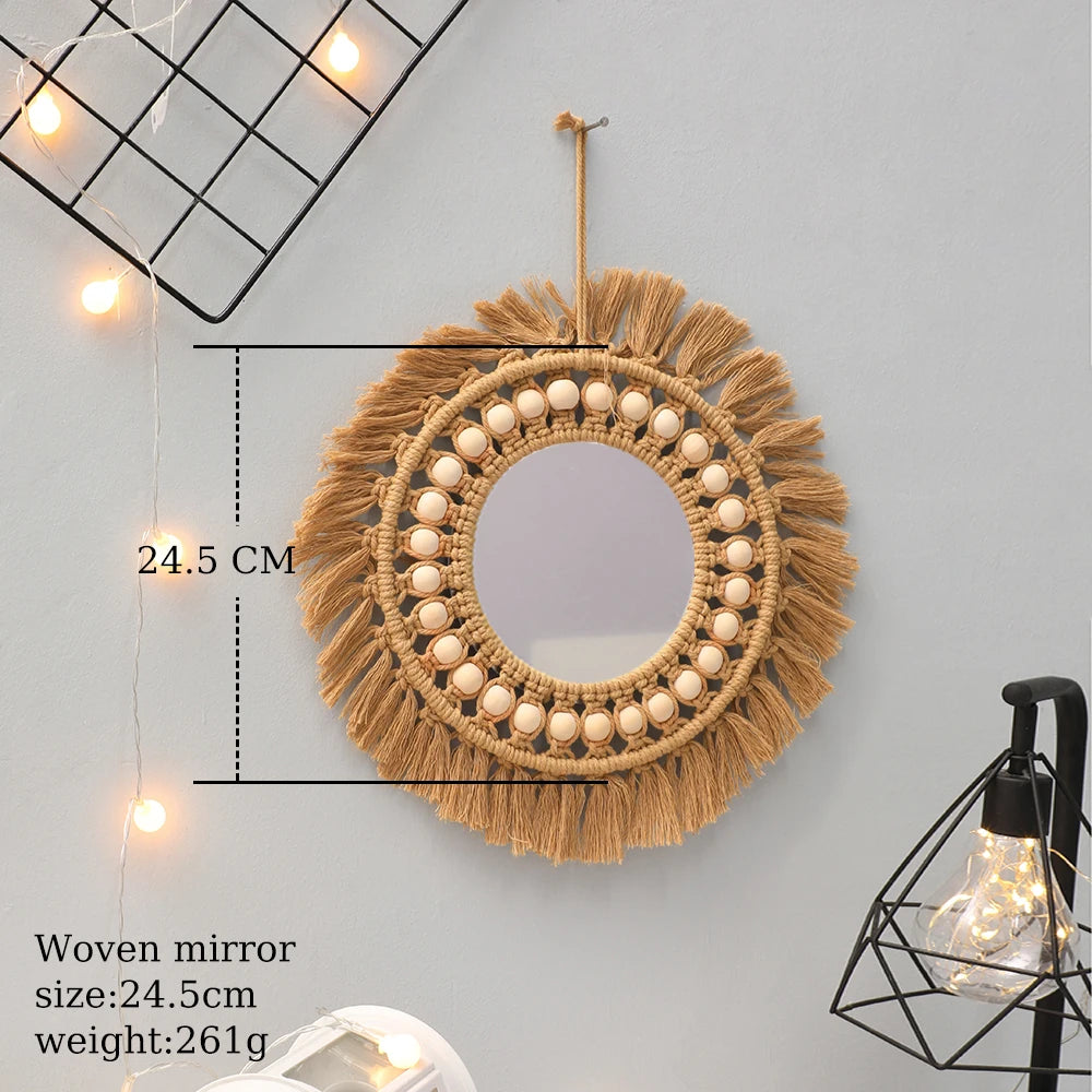 Round Wall Mirrors Room Decor Hand Woven