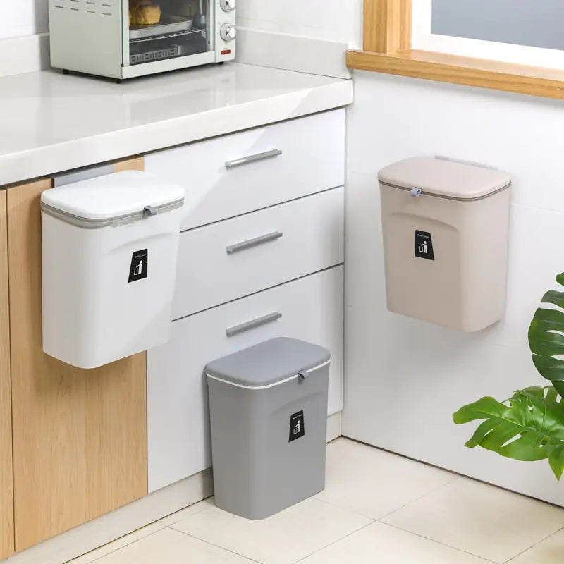 Compact Wall-Mount Trash Can - VEESORA 