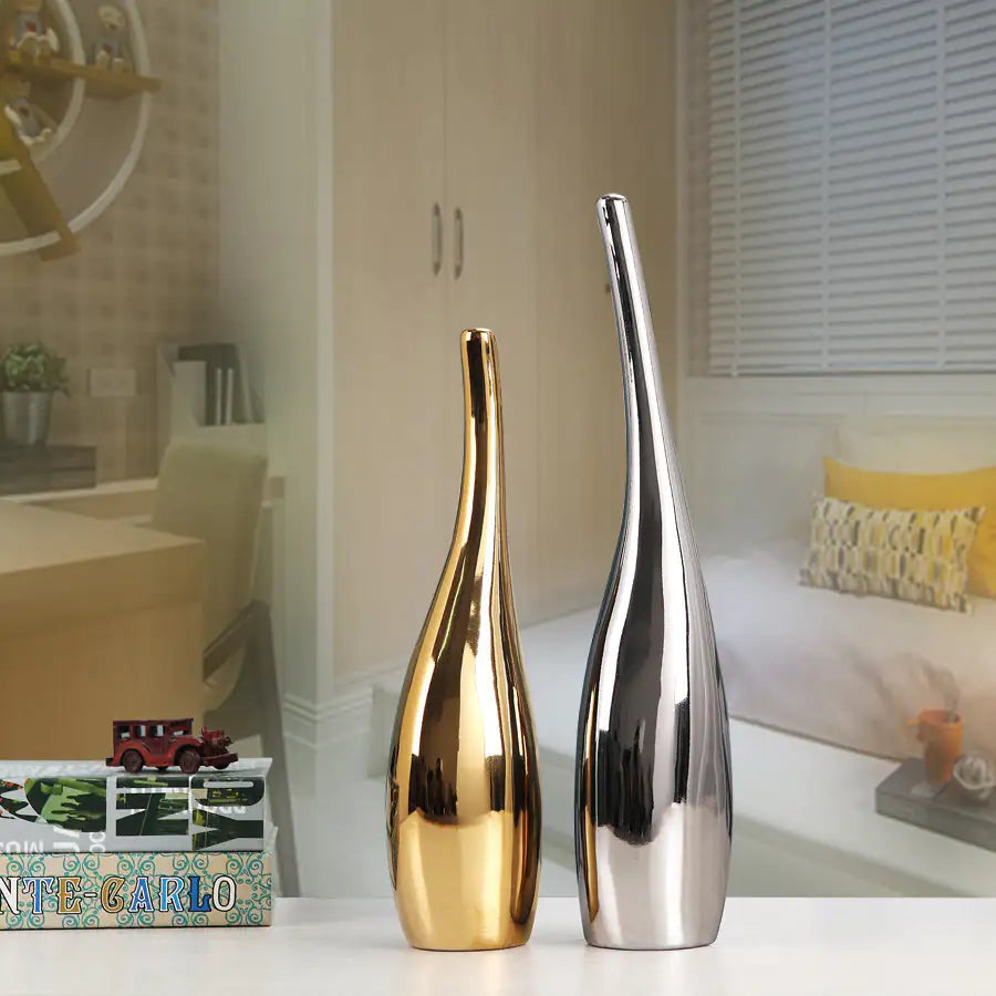 Nordic Gold Ceramic Vases - VEESORA 